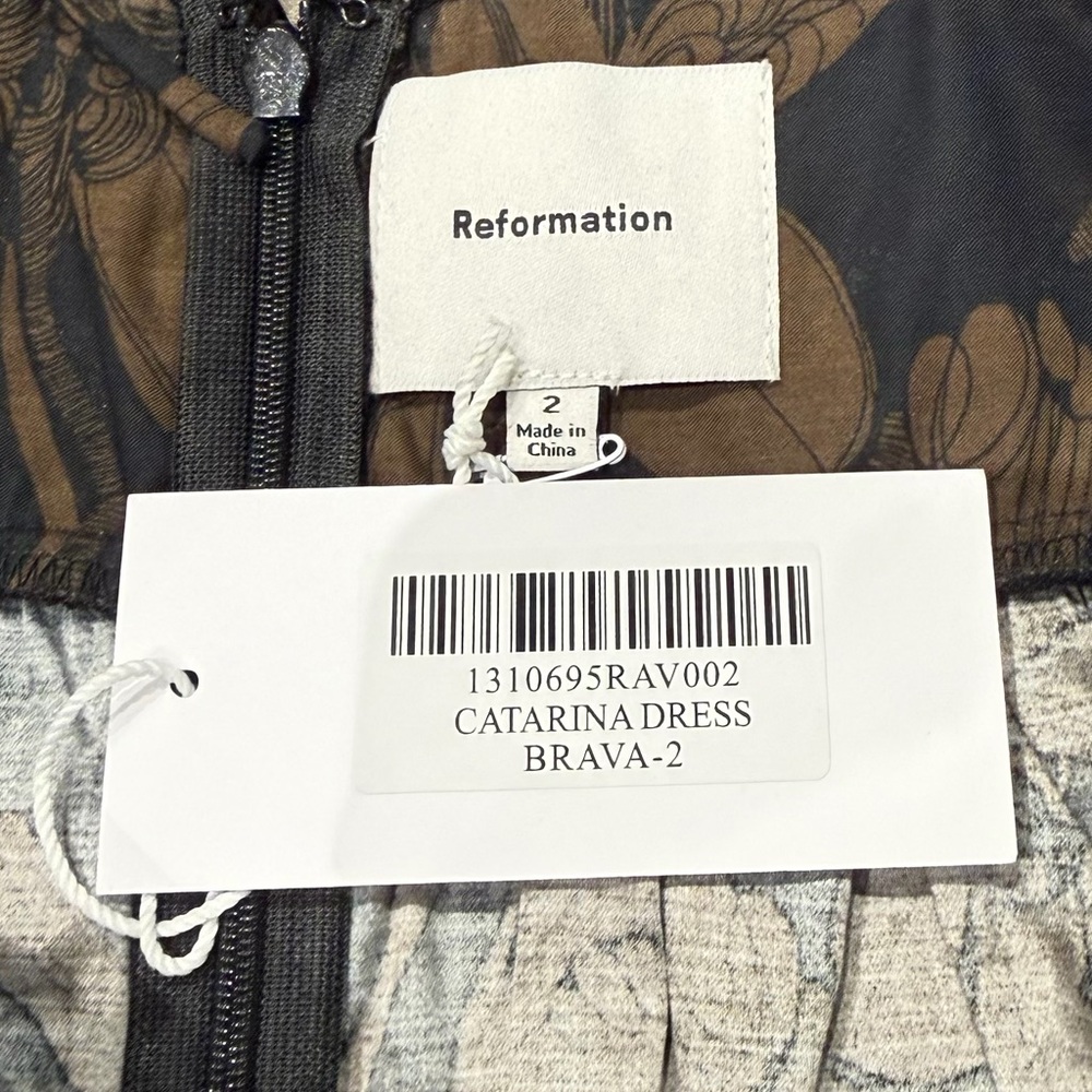NWT Reformation Caterina Dress - Black & Brown - Size 2 - Picture 9 of 11